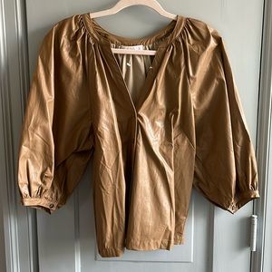 Karlie Tan Never Worn Faux Leather Top Medium